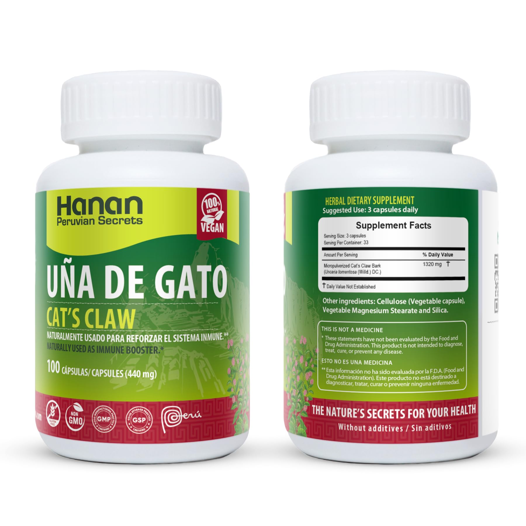 Amazon.com: Hanan Uña de Gato Cat's Claw | 100 Capsules